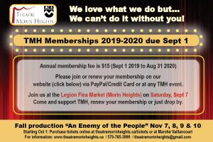 Theatre Morin Heights memberships due September 1st